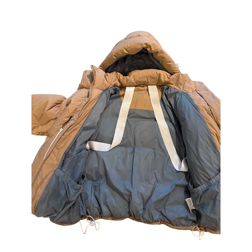 iDomosee Tan Hooded Puffer Jacket White Duck Down Fill Winter Coat Small - Picture 3 of 8